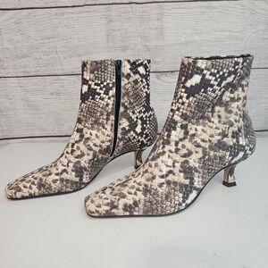 NWOB Gianni Bini 6.5 Palmero Snake Print Leather Ankle Bootie Kitten Heel